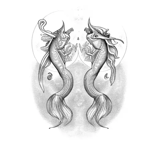 Two Creole Pisces Mermaids Forming The Pisces Symbol