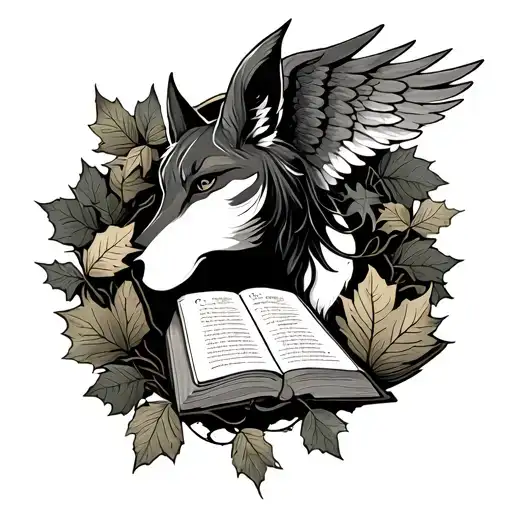 Vine Around Arm With Autumn Leaves And Afoxat Top Angle Wings And Book