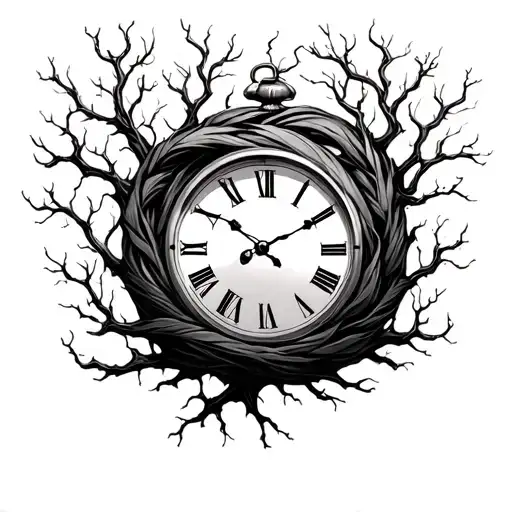 Trees Branch Wrapped Around The Clock