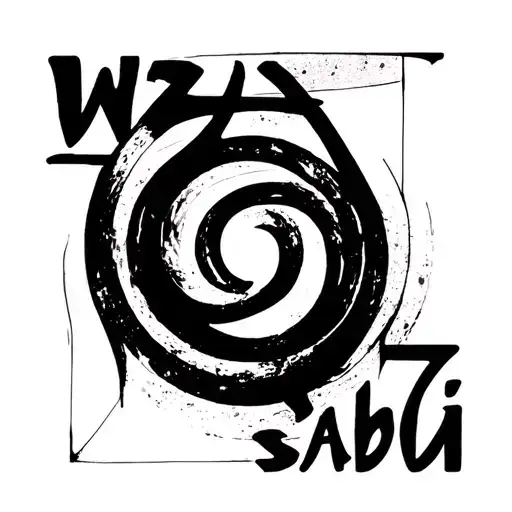Minimalistic Enzo Symbol Combined With Words Wabi Sabi