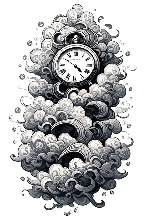 Violet Time Money Clouds Background Black And White