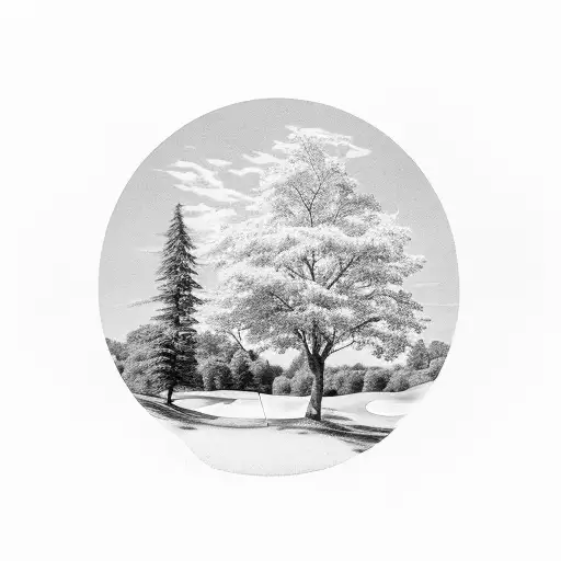 A Golf Course Landscape With A Beer Bottle Hidden In The Scenery