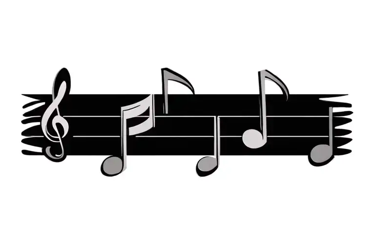 3 Lines Of Musical Notes With Thivk Lines In Between