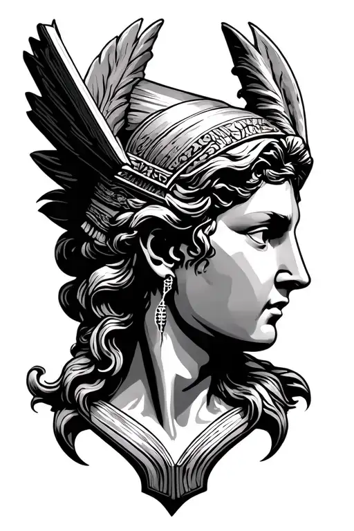 Artemis Beautiful Statue Head Profile Holding A Book