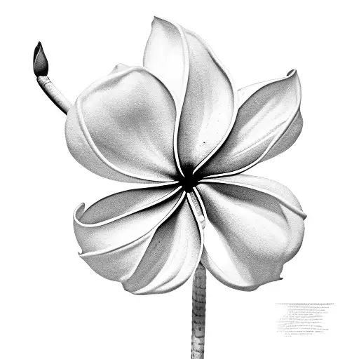A Realistic Black And Grey Plumeria Blossom