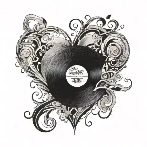 A Heart-shaped Vinyl Record With Love Song Lyrics Swirling Around It