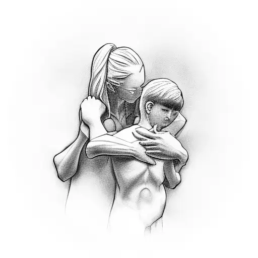 A Warrior Embracing Their Grandson In A Tender Moment