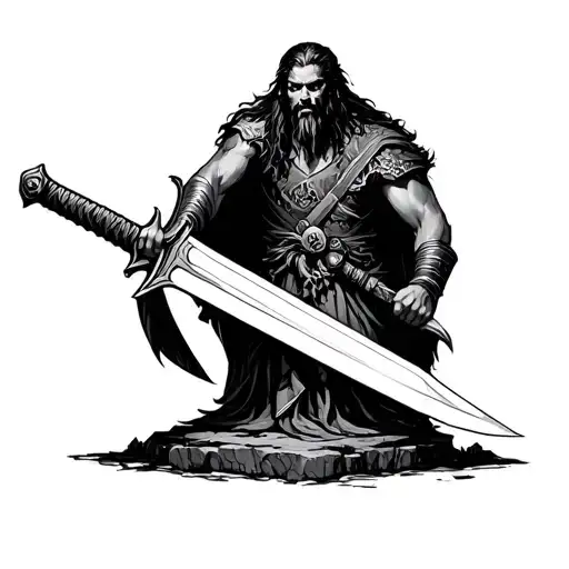 Aurthur Pulling Sword From Stone