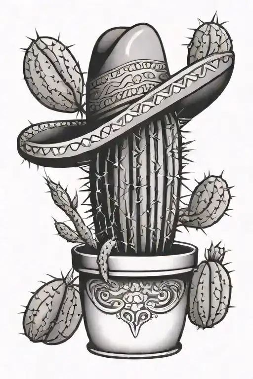 Cactus In A Pot Wearing A Sombrero