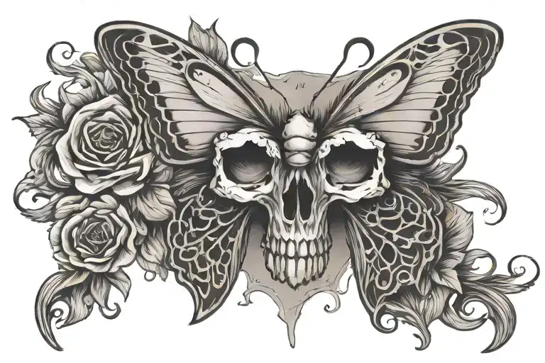 Butterfly With Skull Image On Wing