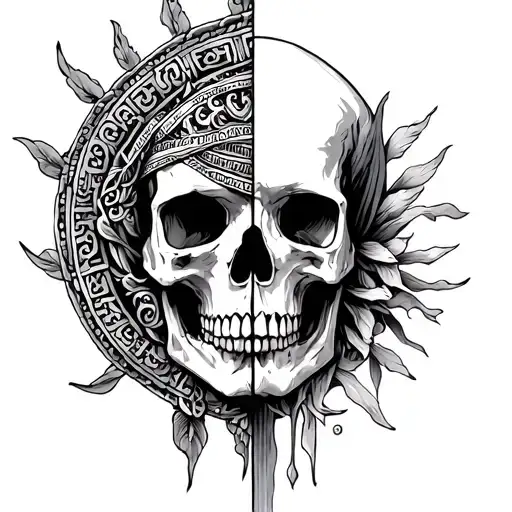 Half Japnese Half Ancient Greek With Skull In The Middle