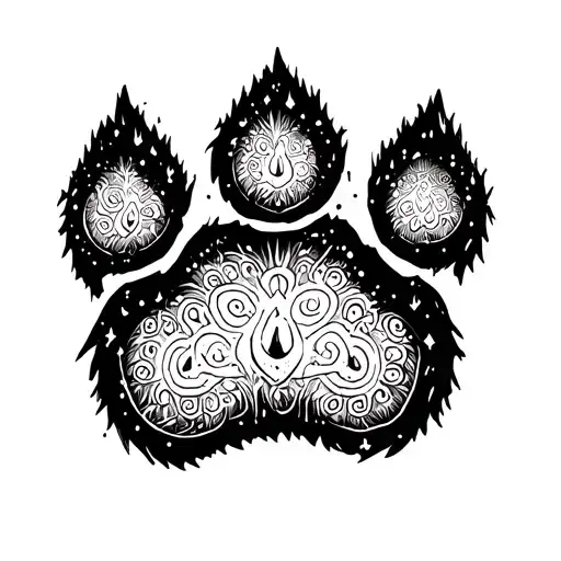 Nordic Bear Paw Print Outline