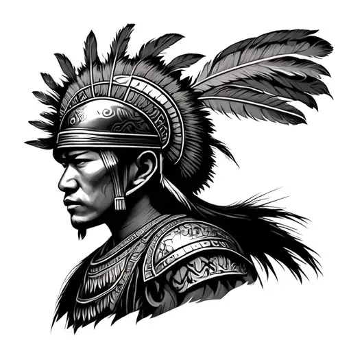 Filipino Warrior With Feather Helmet Engulfed