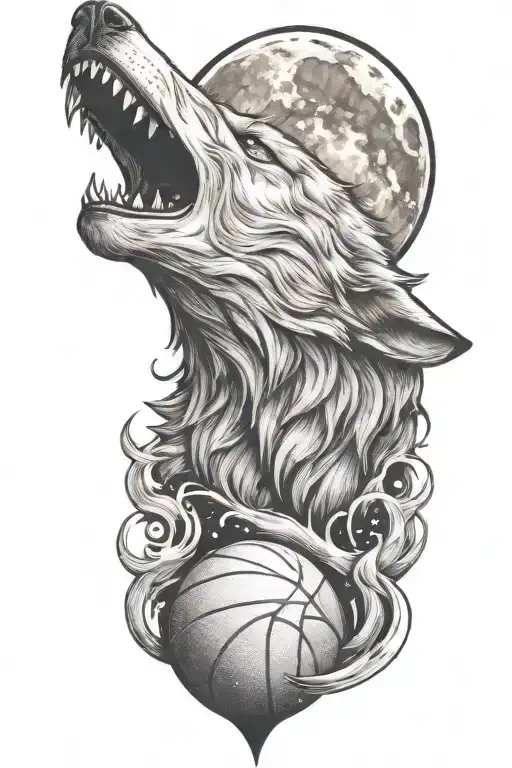 A Cosmic Wolf Howling At A Basketball Moon
