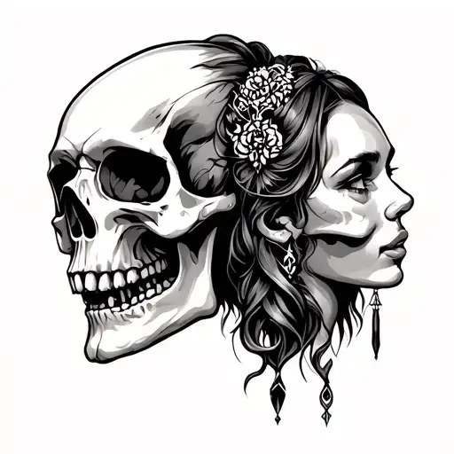 Skull With Farther Daughter Nordic Symbol Made