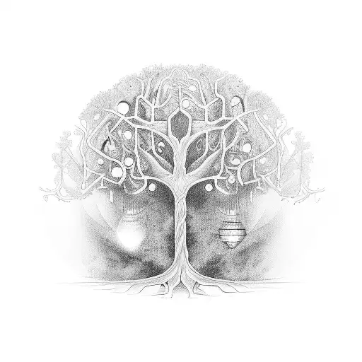 A Data Engineer's Laptop Integrated Into A Tree Of Life Design