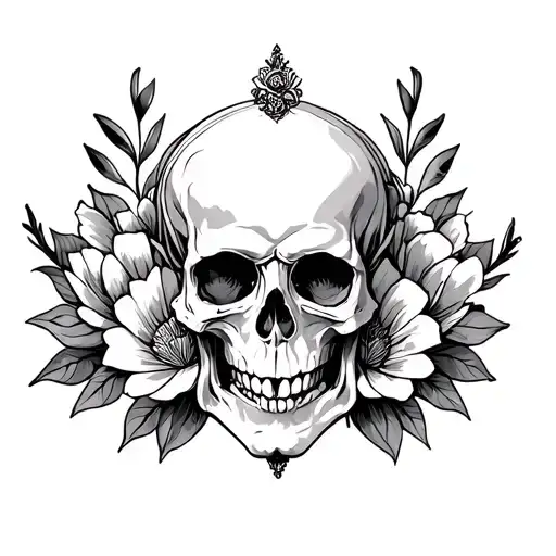 Flowers Empress Skull