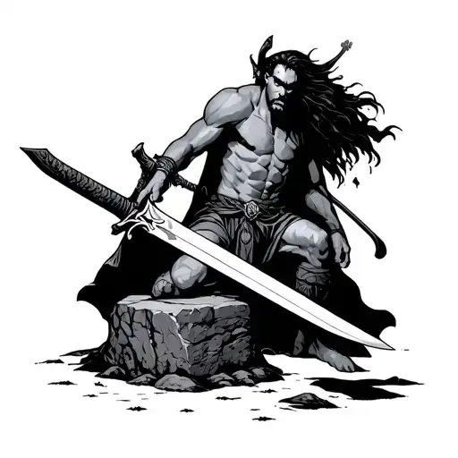 Aurthur Pulling Sword From Stone