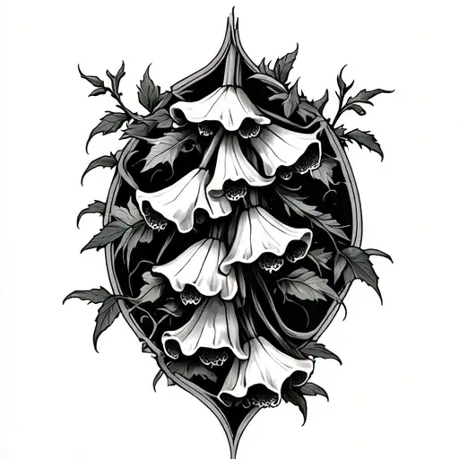 Foxglove And Bone Gothic Spine Tattoo Design