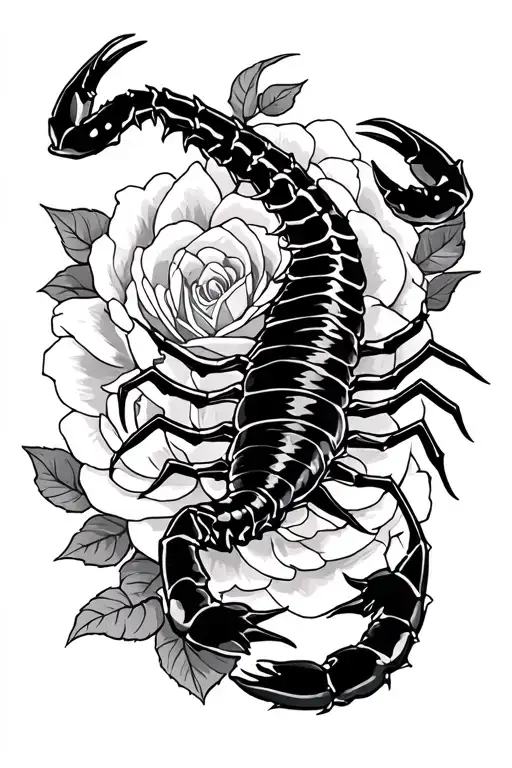 Japanese Scorpion With Rose