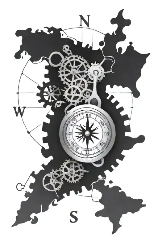 Compass Clock Gears Map Anchors