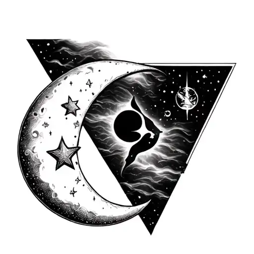 Triangle And A Crescent Moon