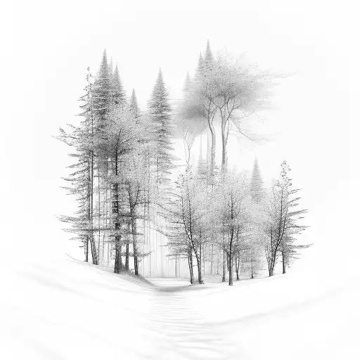 A Serene Forest Scene With A Path Winding Through It