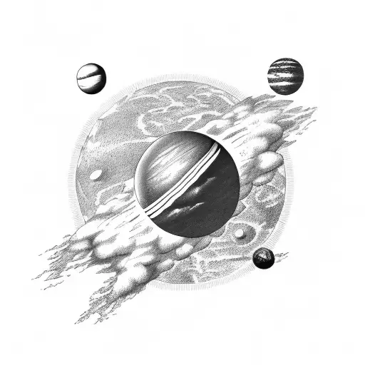 Greek Titan Atlas Carrying The World And Some Planets In The Background