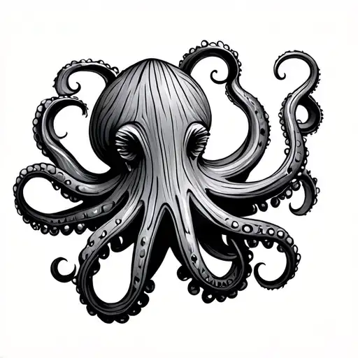 Body Of An Octopus Made Of Wood