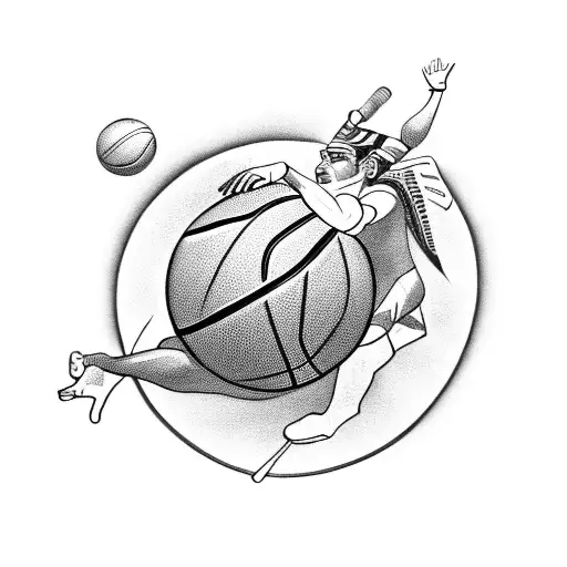 An Egyptian God Playing Basketball In A Black-grey Style