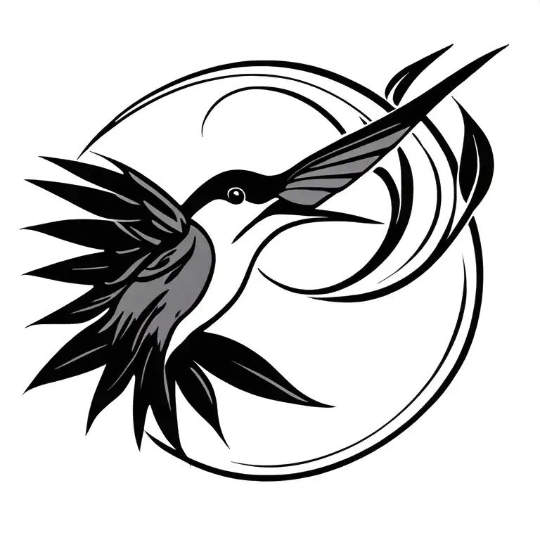 Hummingbird Line Simple Outline