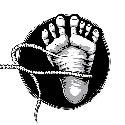 Baby Foot Print With Umbilical Cord Attached