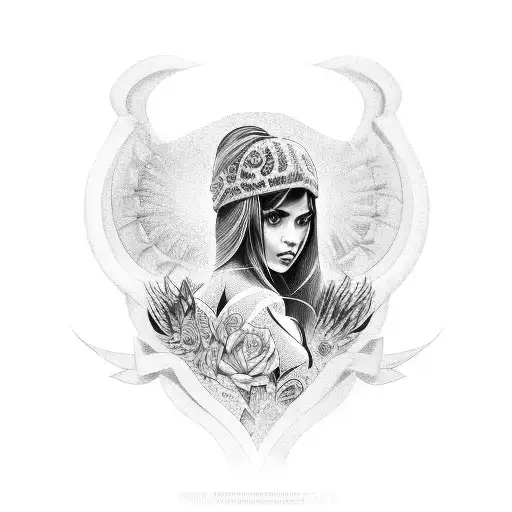 Full Back Tattoo With Mexican Girl