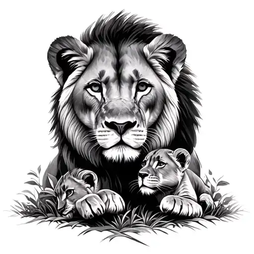 Lioness Cubs And Nature Elements Like