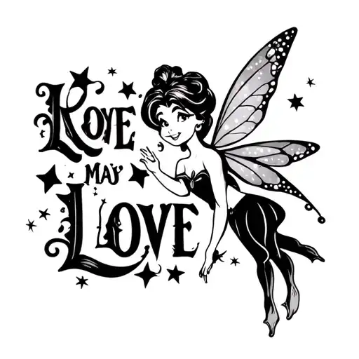 Tinkerbell And Lettering Of Love Stars