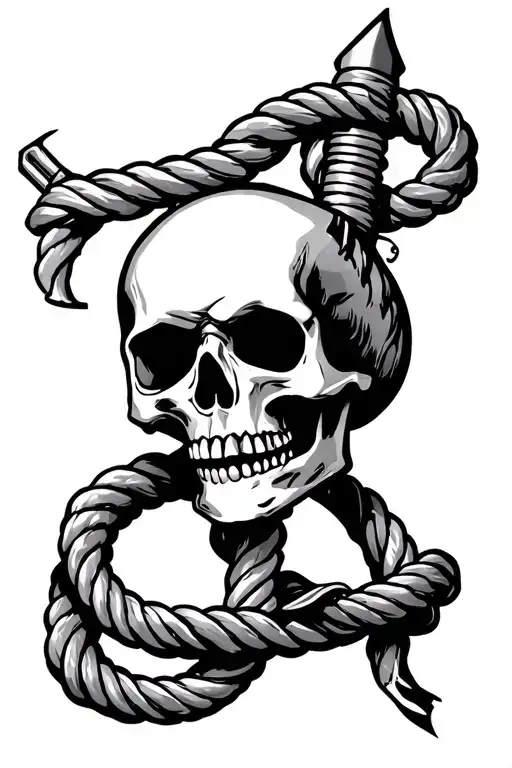 Skull Cutlass Rope Intertwined