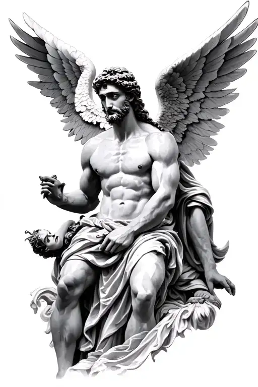 Realism Greek God With Fall Angel