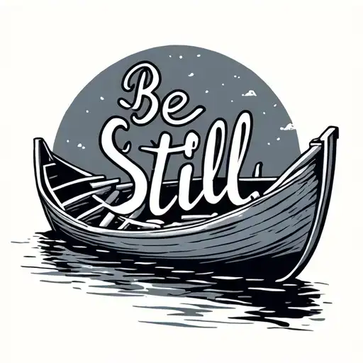 One Line Art Rowboat With The Words Be Still Extremely Simple