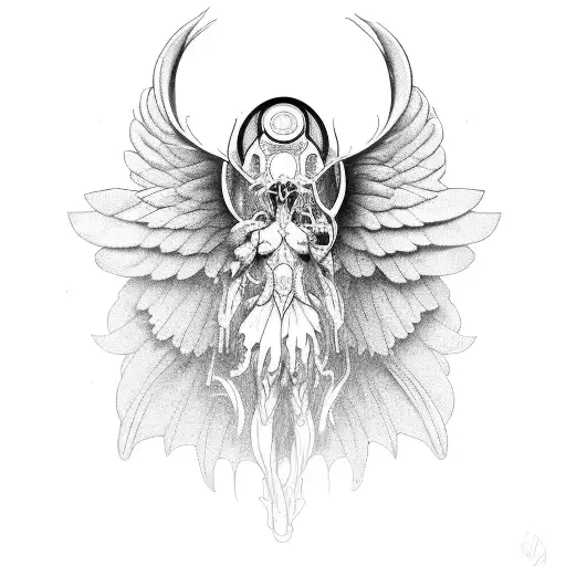 Phenoix With Wings Surounding And Swirling It's Body Like A Circle