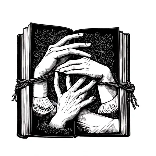 Smut Book Open Book Surrounded With Hands Tied Together By String