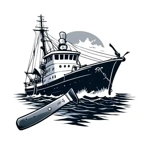 Chef Knife With Navy Boat