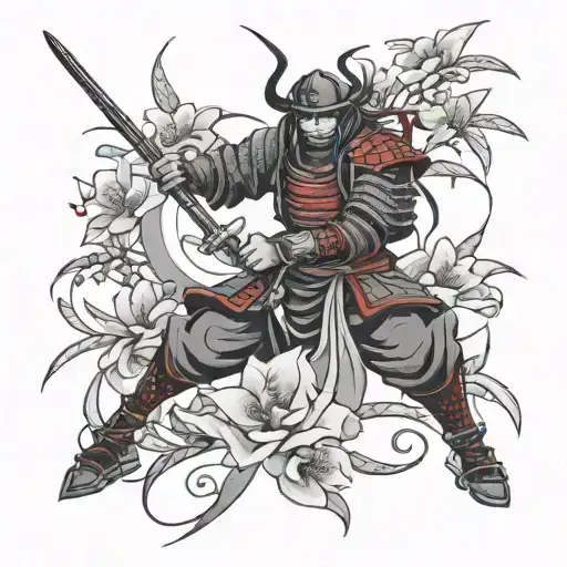 Samurai Background Red Spider Flowers