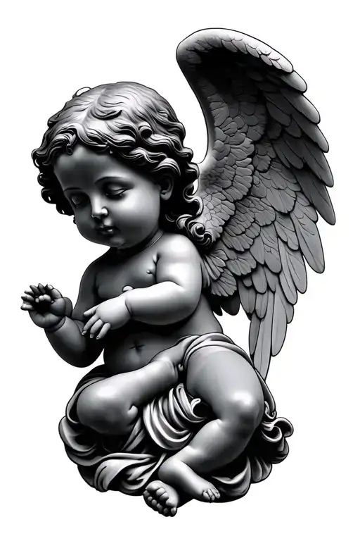 Angel Baby Statue Side Profile