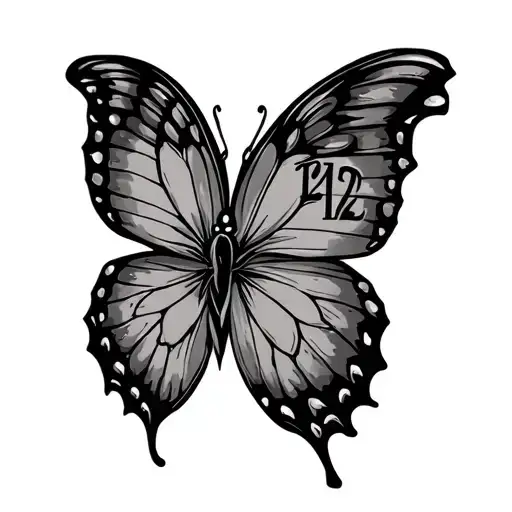 Butterfly With Number 11 In Wing And 27 In The Other Wing