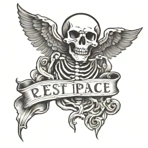 Rest In Peace Skeleton Font Surrounded