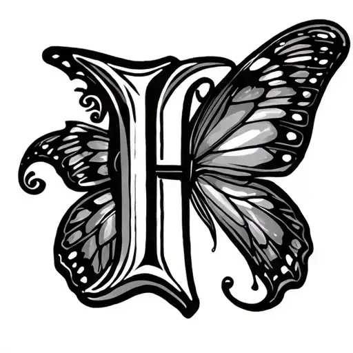 Butterfly Floating Above An F Initial