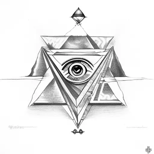 Libra Scale With Evil Eye In A Pyramid