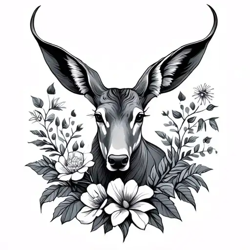 Nature Tattoo With Animals And Flowers