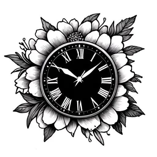 Flowers Clock Stars Lines