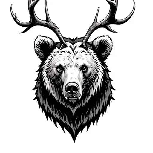 Bear Head With Antlers